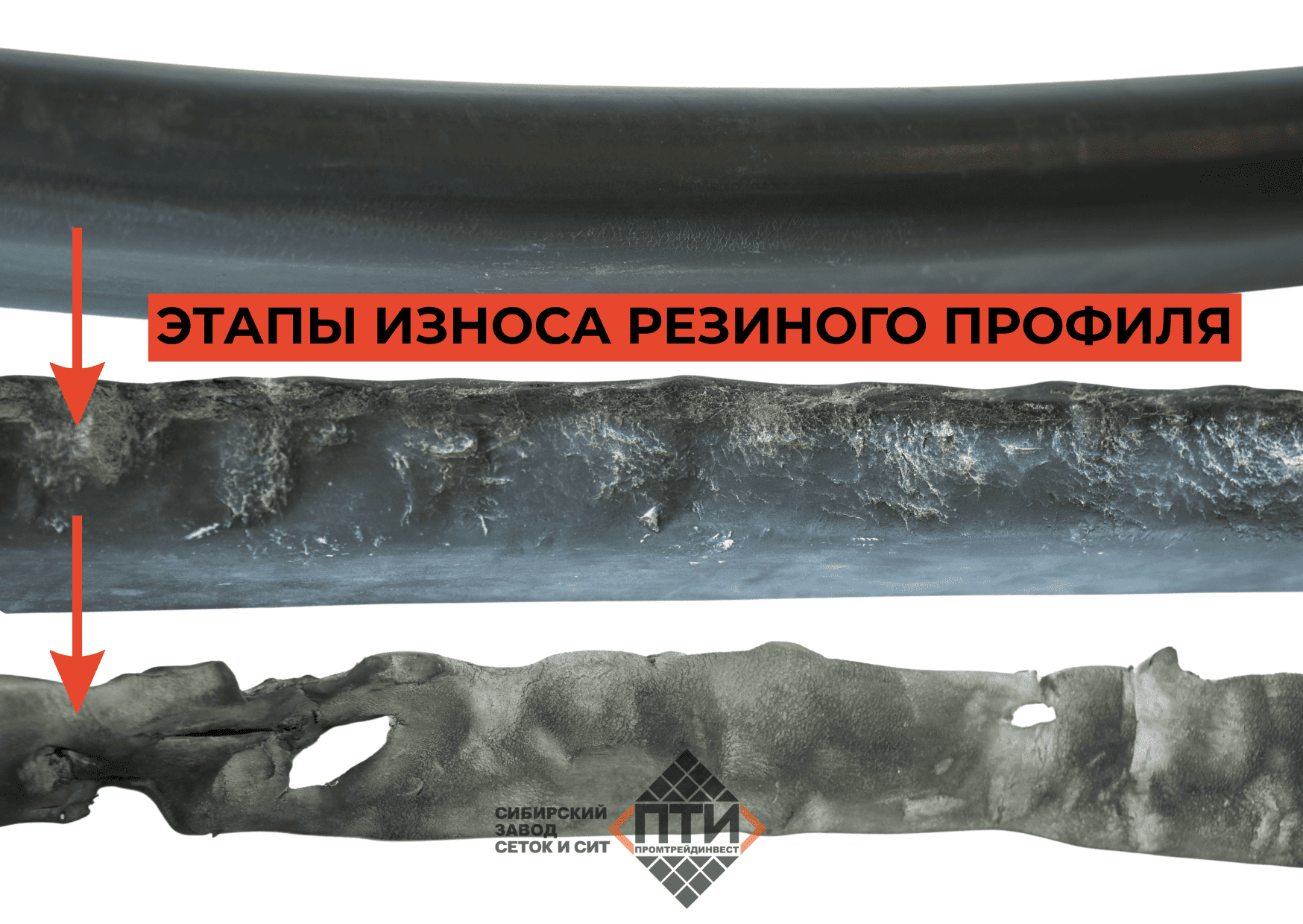 Изношенный резиновый профиль: трещины и выработка